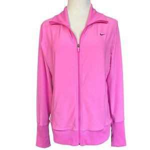 Nike Pink FIT‎ DRY Full Zip Track Jacket Mock Neck Womens Large